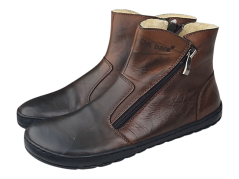 Dámské zimní kotníčkové boty na zipy HOOD tmavě hnědá s hřejivou podšívkou