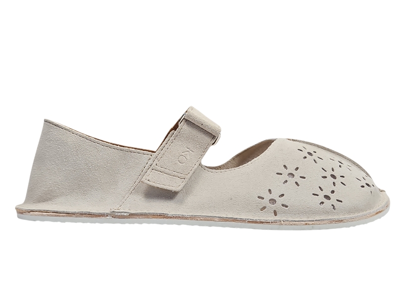Barefoot dámské perforované mokasíny CAYAK/P velur cream