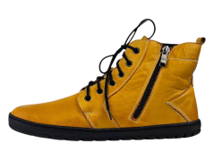 Dámská zimní kotníčková barefoot obuv DEVON žlutá, s podšívkou z přírodní vlny