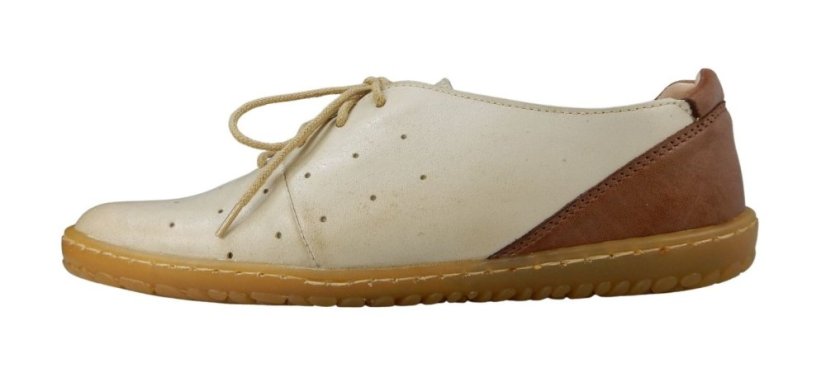 Dámské barefoot kožené boty s perforací  FAIR/P krémová