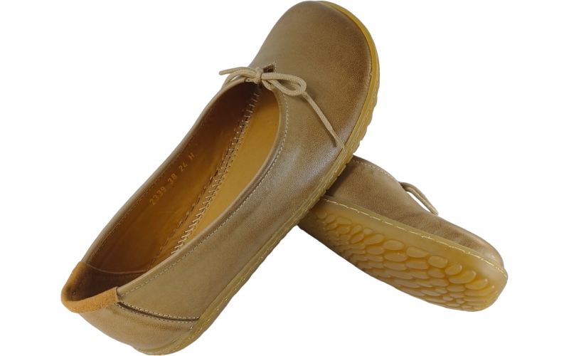 vycházkové dámské barefoot baleríny z hnědé kůže