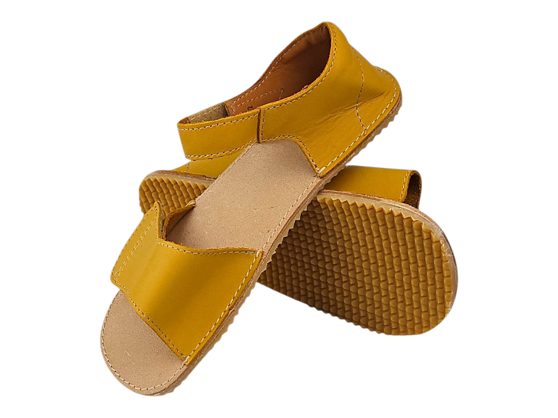 Dětské kožené barefoot sandály MIRRISA žlutá