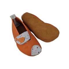 Kožené barefoot capáčky BABY na suchý zip – delfín & měsíček