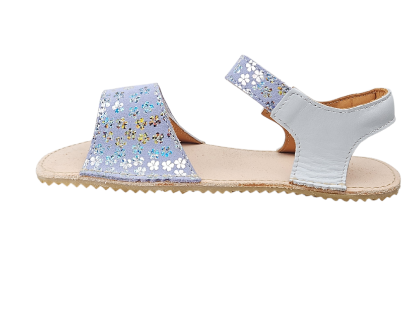 Dívčí kožené barefoot sandály MIRRISA/I bílá + lila