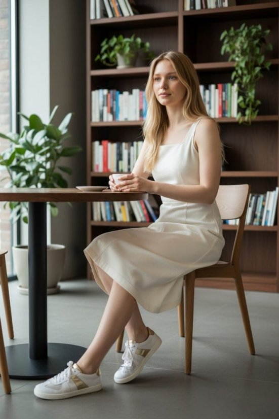 Kožené barefoot dámské sneakers PUMMAI bílo- zlaté