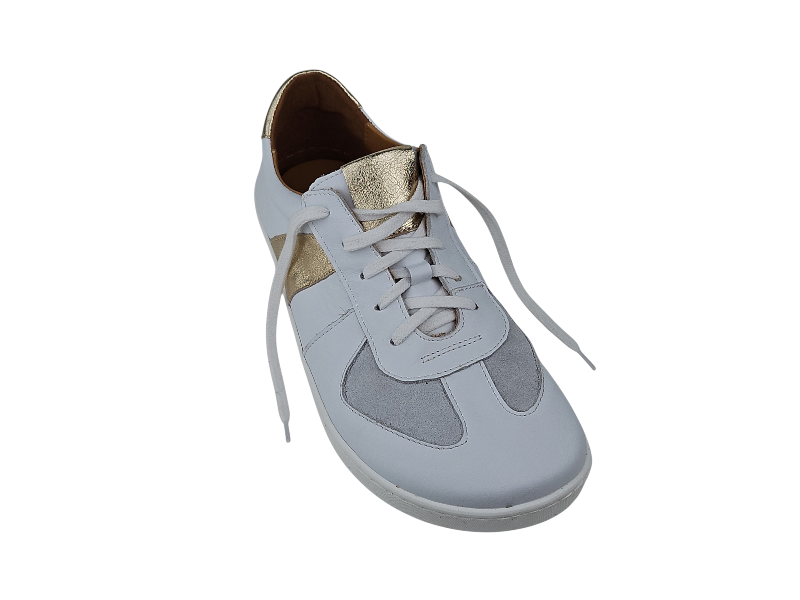 Kožené barefoot dámské sneakers PUMMAI bílo- zlaté