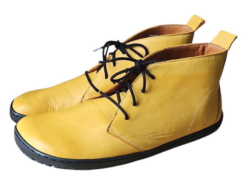 Dámské kotníčkové barefoot boty na šněrování ELIS žlutá