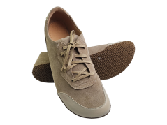 Kožené dámské barefoot tenisky MINI – hnědý velur