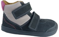 Dětské zateplené kotníkové barefoot boty PEAR antracit s filcovou podšívkou
