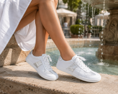 Kožené barefoot dámské sneakers PUMMAI bílo-stříbrné