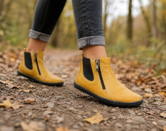Dámská kotníčková barefoot obuv na zip DELOS žlutá