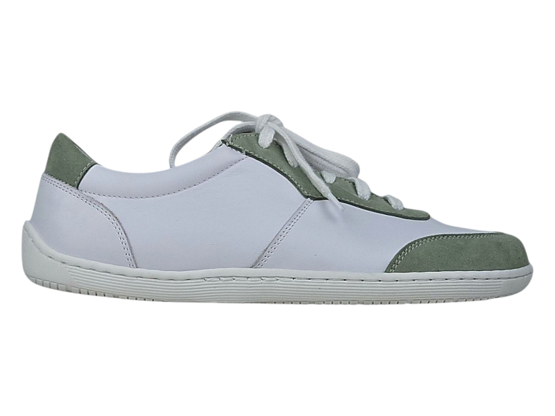 Dámské barefoot kožené tenisky s velurovou kombinací  WILD bílá