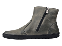 Dámské zimní kotníčkové boty na zipy HOOD šedá s hřejivou podšívkou