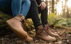 Dámské barefoot boty na šněrování RHODOS hnědá s filcovou podšívkou