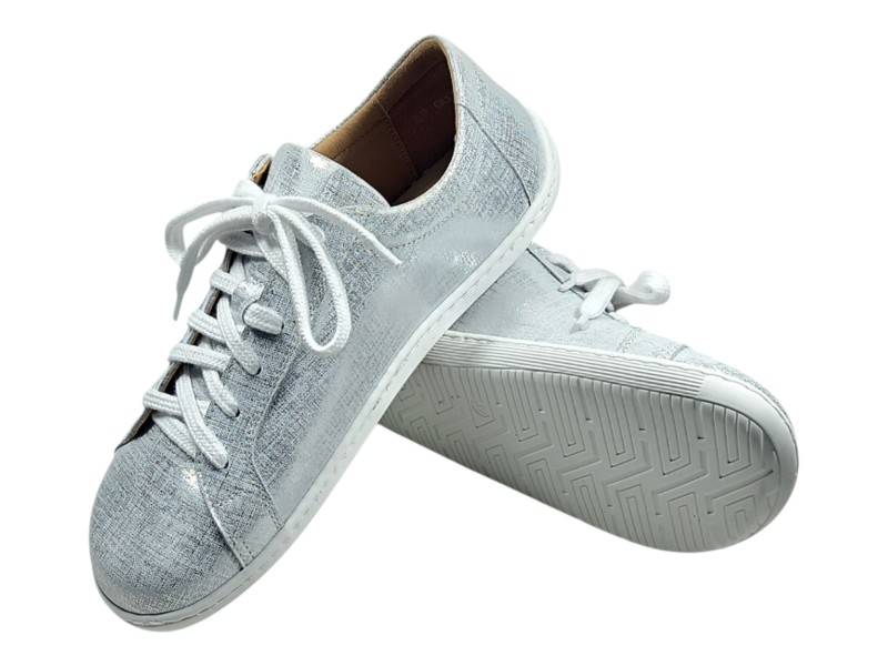 Kožené dámské barefoot boty/tenisky OLA stříbrná