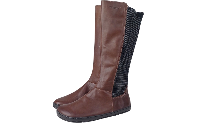 Dámské vysoké barefoot kozačky BARRA/F/N tmavě hnědá