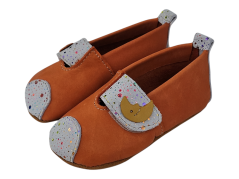 Kožené barefoot capáčky BABY na suchý zip – delfín & měsíček