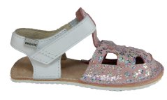 bílé barefoot sandálky s kytičkami
