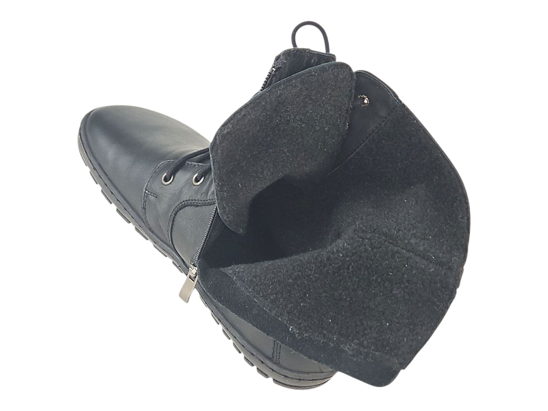Dámské barefoot vyšší kožené boty BUTE černá, hřejivý filc