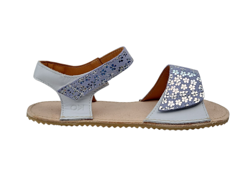 Dívčí kožené barefoot sandály MIRRISA/I bílá + lila