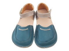 Dětské  kožené barefoot sandálky  s plnou špičkou MIROL zelená