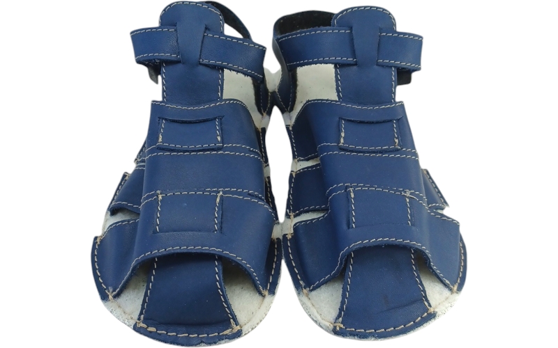 Dětské barefoot kožené sandálky s hřejivou stélkou Palm/I  modrá