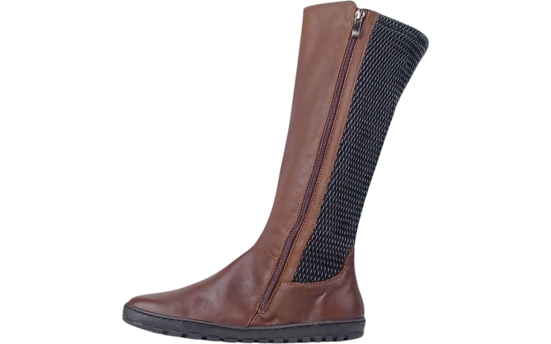 Dámské vysoké barefoot kozačky BARRA/F/N tmavě hnědá