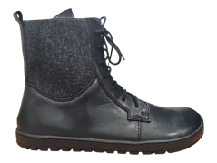 Dámské zimní barefoot boty z kůže – vyšší, DOMI černá, hřejivý filc