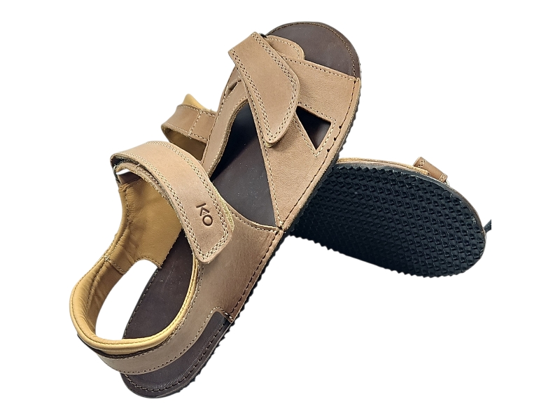 Pánské kožené barefoot sandály  BOUNTY hnědá