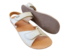 Kožené dámské barefoot sandály TEMIS krémová