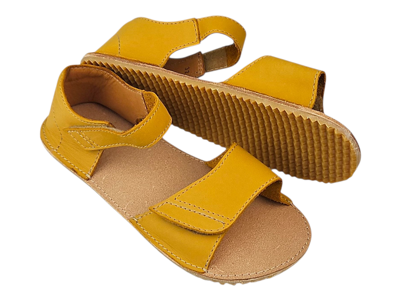 Dětské kožené barefoot sandály MIRRISA žlutá
