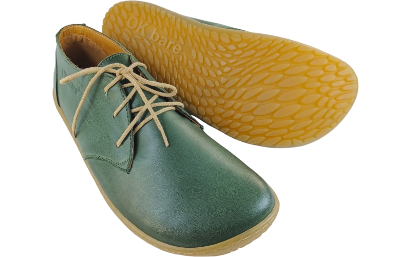 Dámská kožená šněrovací barefoot obuv LIBERTY zelená