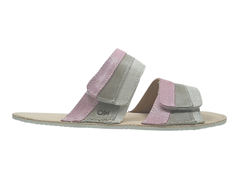 Dámské kožené barefoot nazouváky LUCANIA – krémovo-růžové