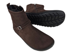 Dámské elegantní barefoot kotníčkové zimní  boty TENE hnědá, hřejivá podšívka