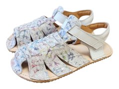 Dětské kožené barefoot sandálky Palm/I bílá+vzor