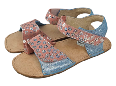 Dívčí kožené barefoot sandálky MIRRISA/I modrá+růžová