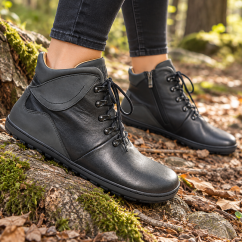 Dámské barefoot celokožené pohorky NETTLE černá/šedá