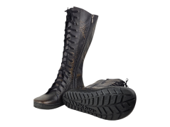 Dámské vysoké barefoot kozačky HOY/C/N žíhaná kožené podšívky