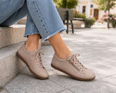Kožené dámské barefoot boty/tenisky OLA sv.hnědá