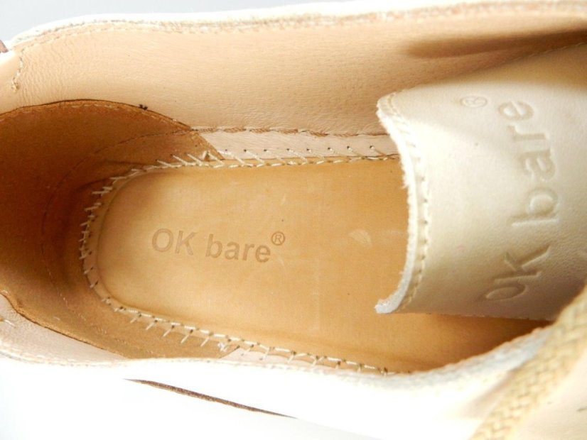 Dámské barefoot kožené boty s perforací  FAIR/P krémová