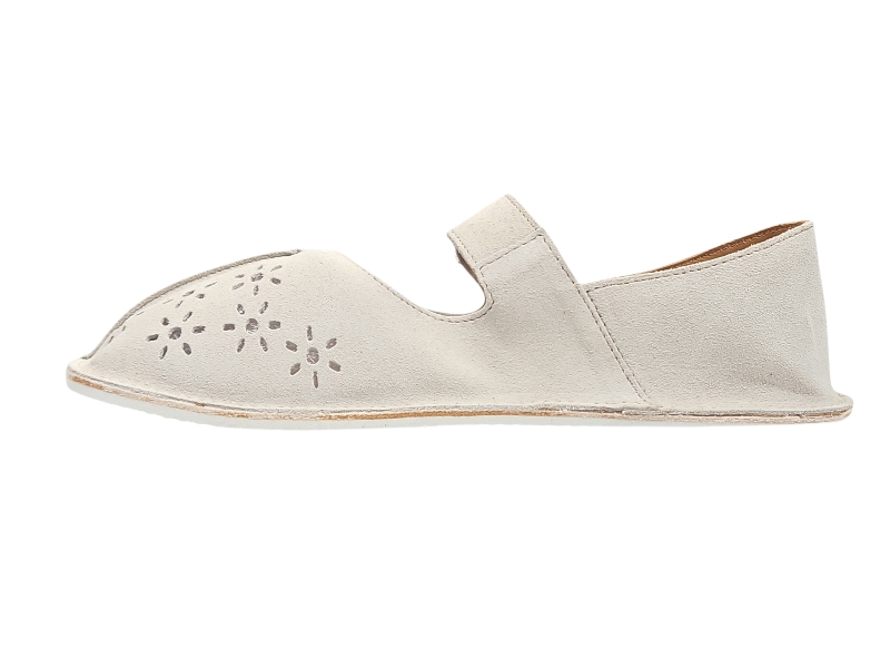 Barefoot dámské perforované mokasíny CAYAK/P velur cream