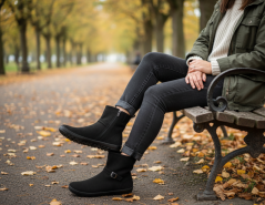 Dámské elegantní barefoot kotníčkové zimní  boty TENE černá, hřejivá podšívka