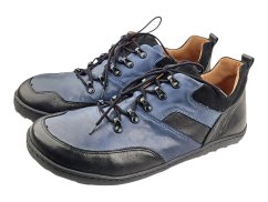Celokožené pánské barefoot boty pohorkového stylu MAIN – modročerné