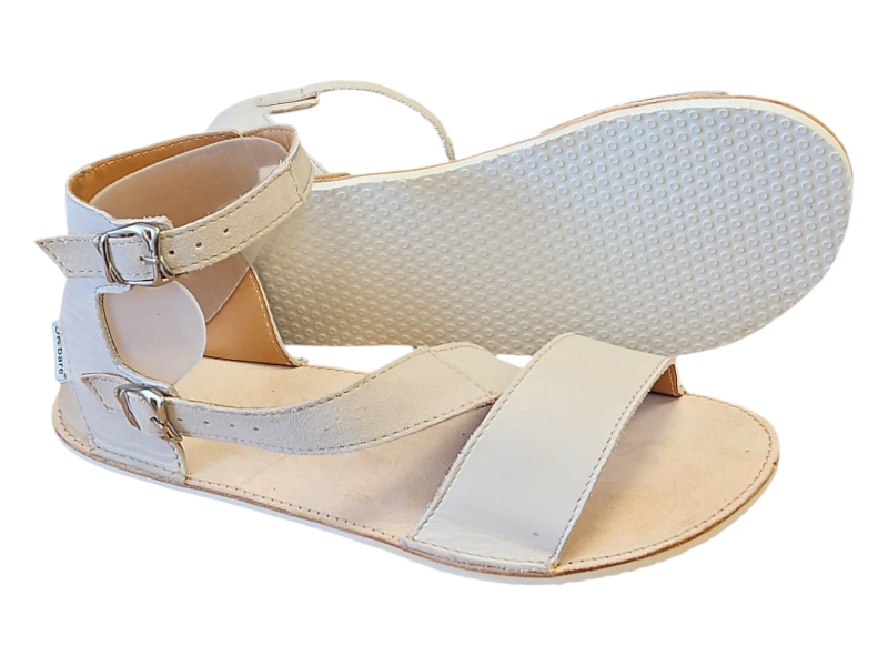 Kožené dámské barefoot kotníčkové sandály SCHELL krémová