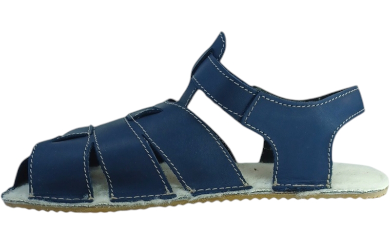 Dětské barefoot kožené sandálky s hřejivou stélkou Palm/I  modrá