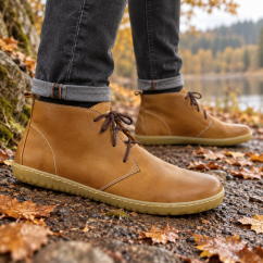 Pánská kotníčková barefoot obuv na šněrování AGATE oříškově hnědá