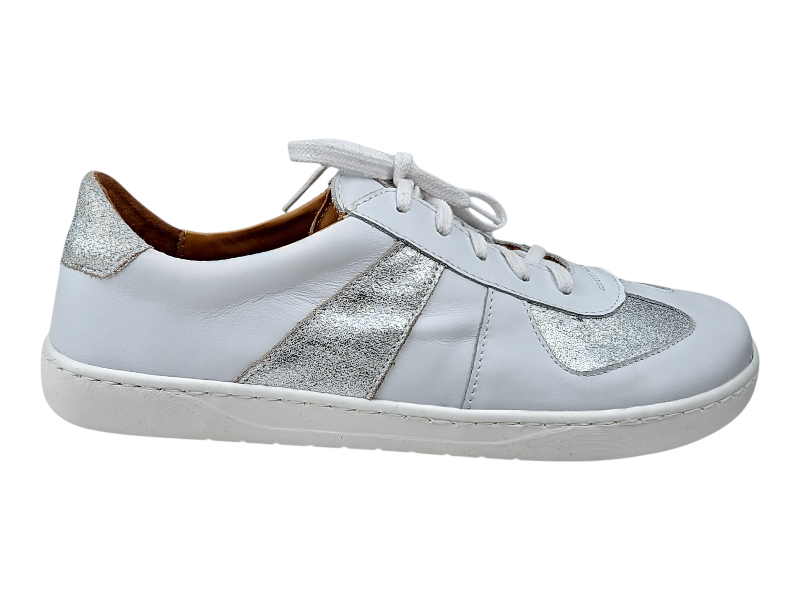 Kožené barefoot dámské sneakers PUMMAI bílo-stříbrné