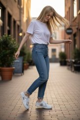 Kožené barefoot dámské sneakers PUMMAI bílo-stříbrné