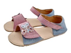 Dívčí kožené barefoot sandály MIRRISA s motýlkem