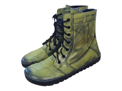 Dámské barefoot vyšší kožené boty BUTE, zelená, hřejivý filc